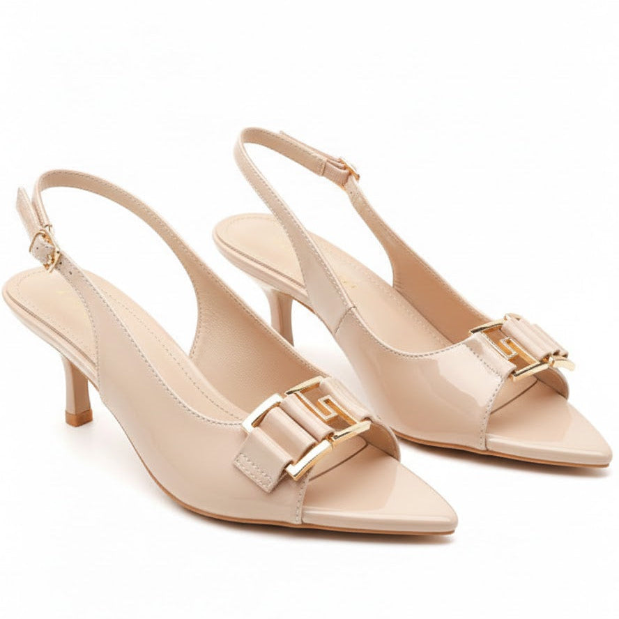 Escarpins Slingback à Bout Pointu – Élégance Vernie