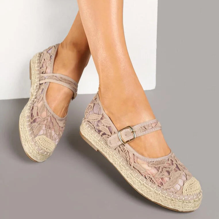 Ballerines en toile style espadrilles avec un effet tressé façon osier