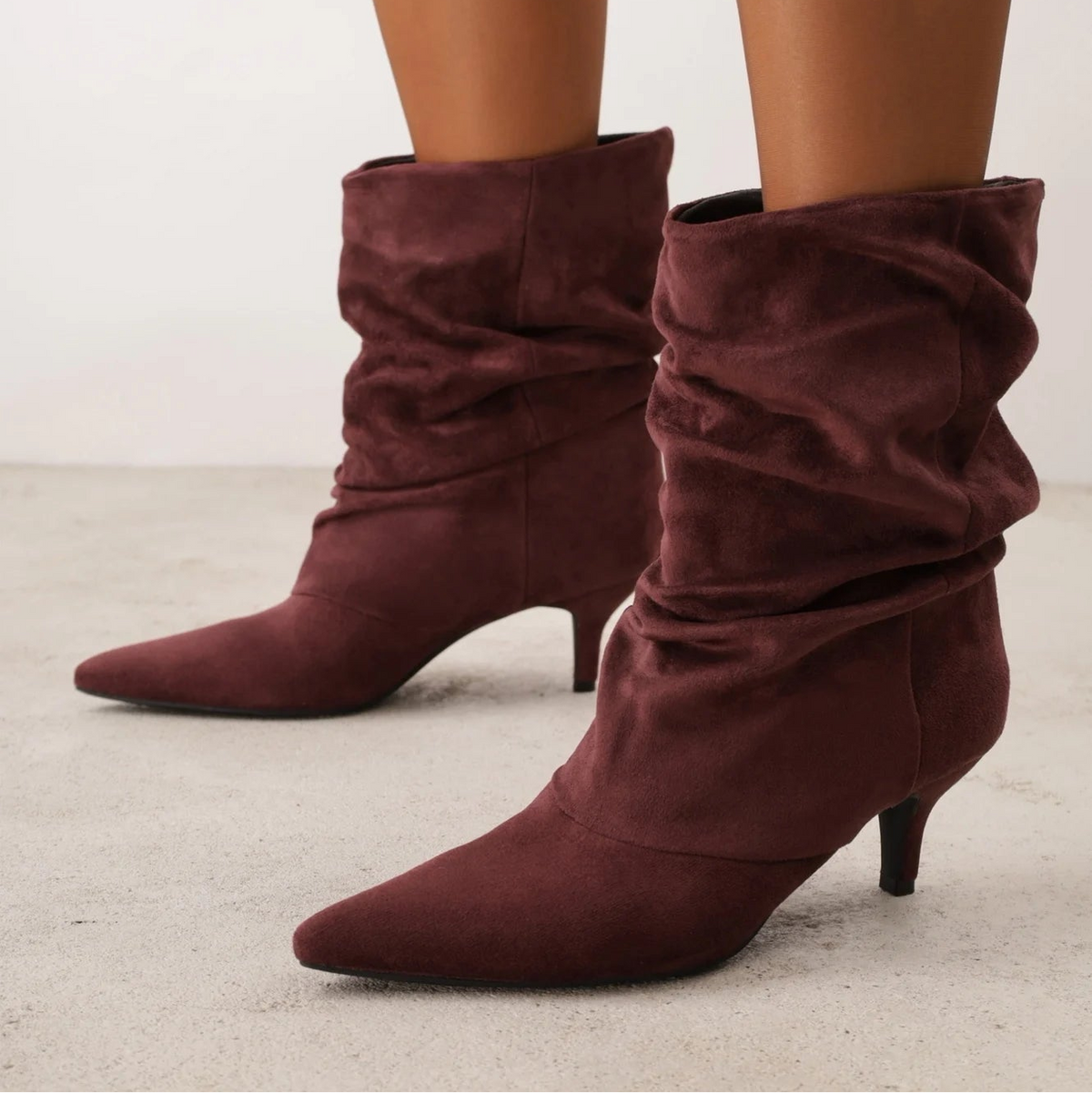 Demi-boots à talons aiguilles et tige froncée