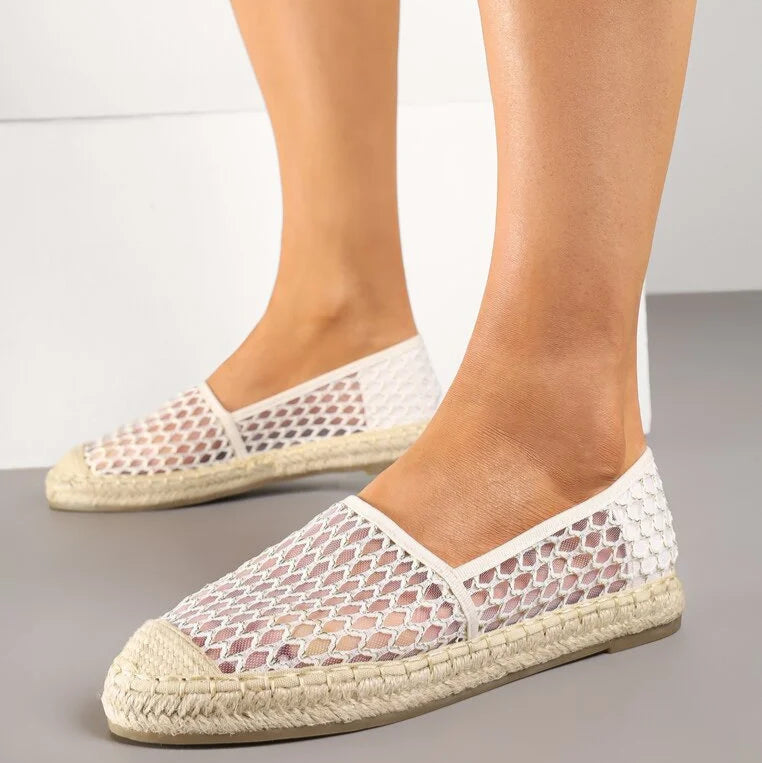 Espadrilles en maille noire décorées de tresse