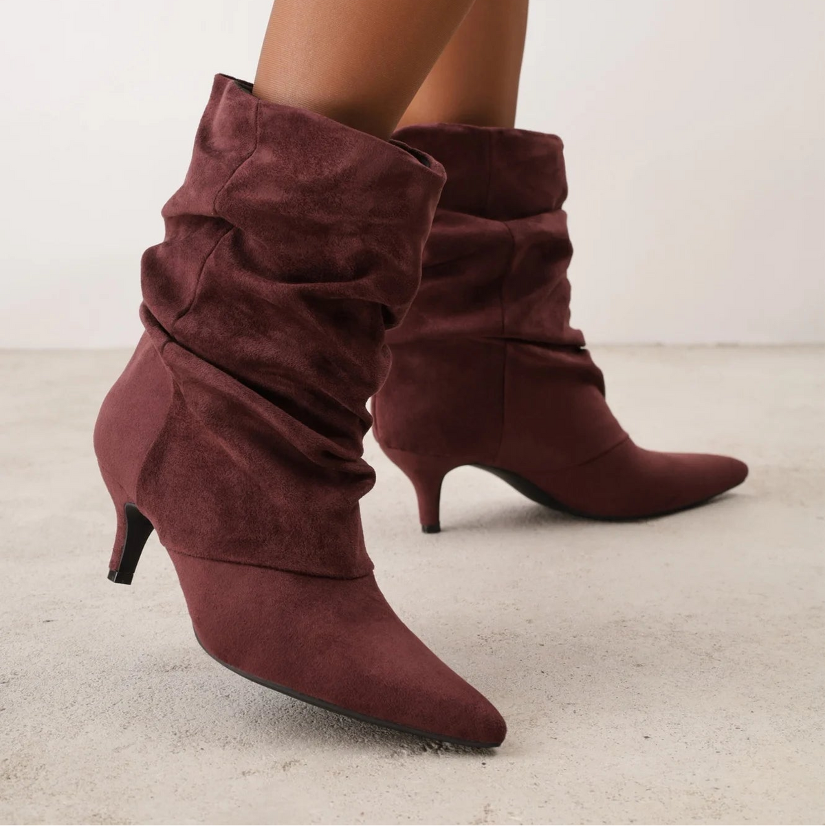Demi-boots à talons aiguilles et tige froncée