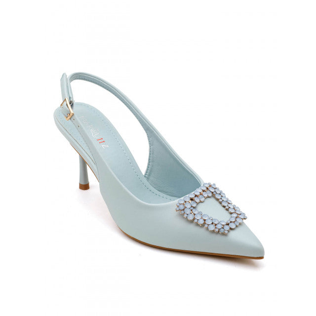 Escarpin à talons hauts avec boucle en zircon cubique en forme d'étoile