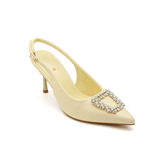 Escarpin à talons hauts avec boucle en zircon cubique en forme d'étoile