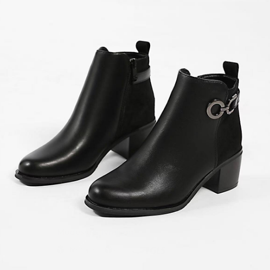 Demi bottes Courtes à Talon Épais pour Femmes