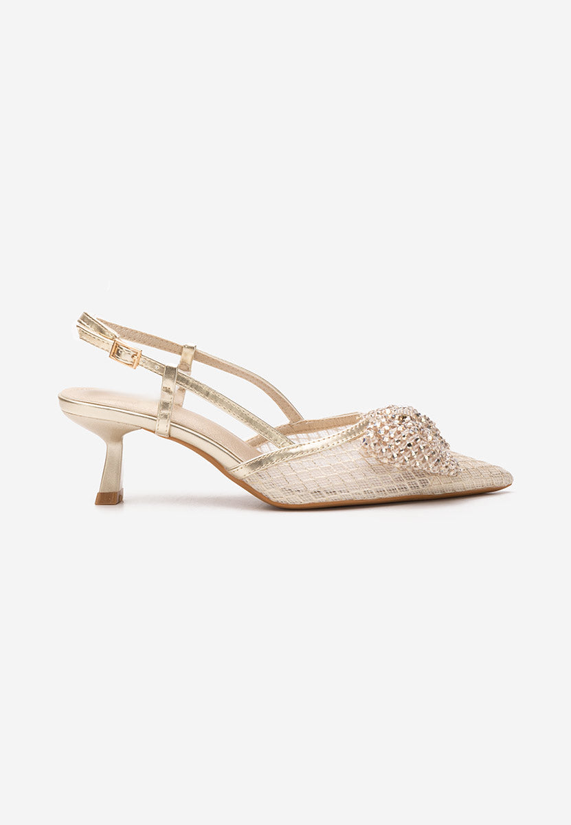 Escarpins slingback à nœud en strass