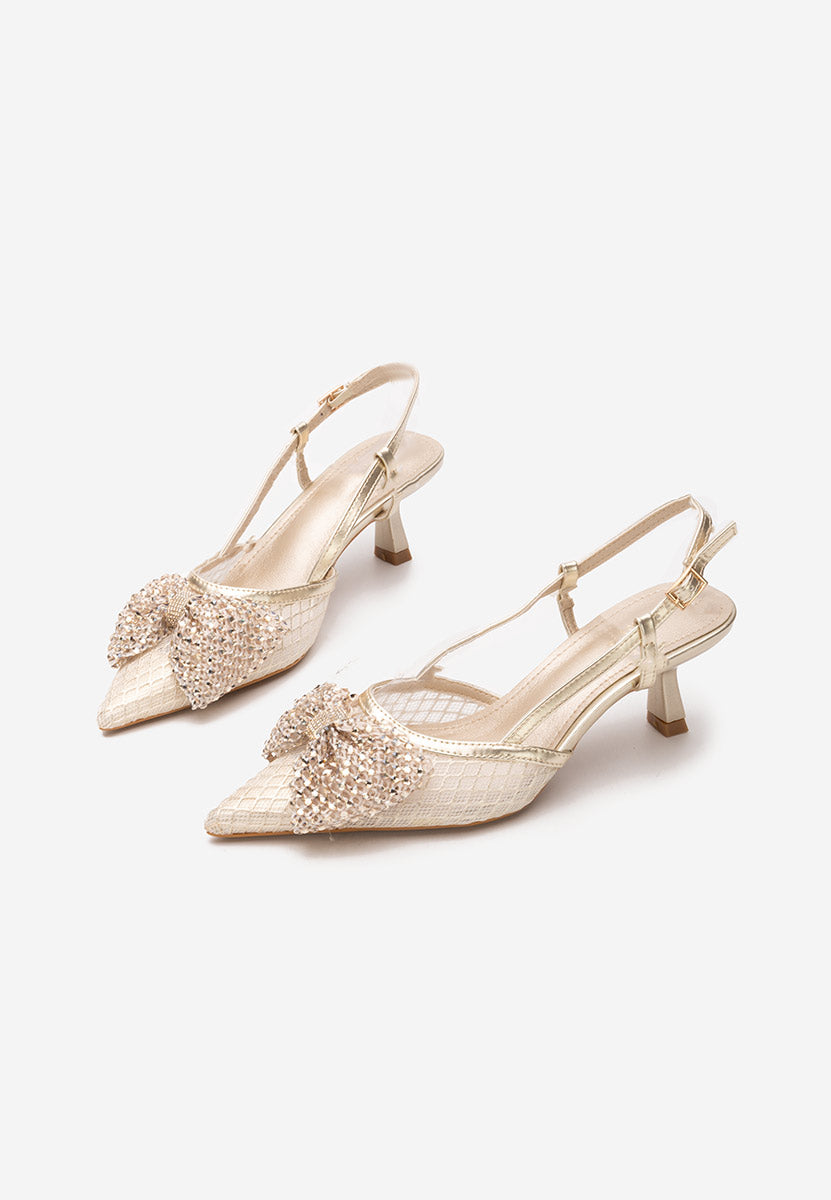 Escarpins slingback à nœud en strass