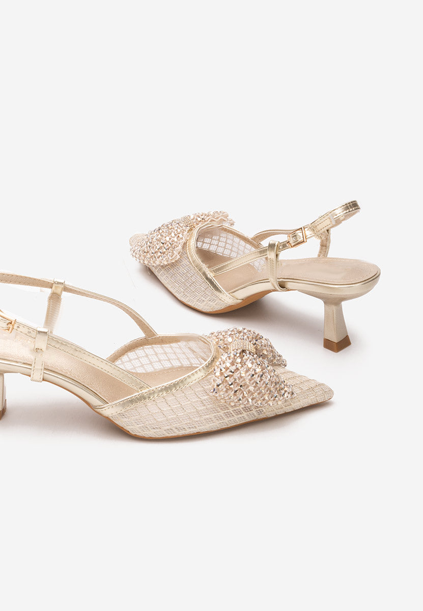 Escarpins slingback à nœud en strass