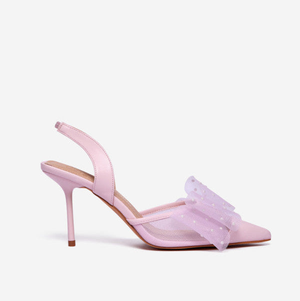 élégantes escarpins avec nœud à pois