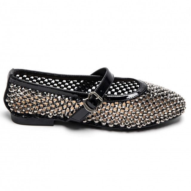 Ballerines Mary Jane à Strass et Résille