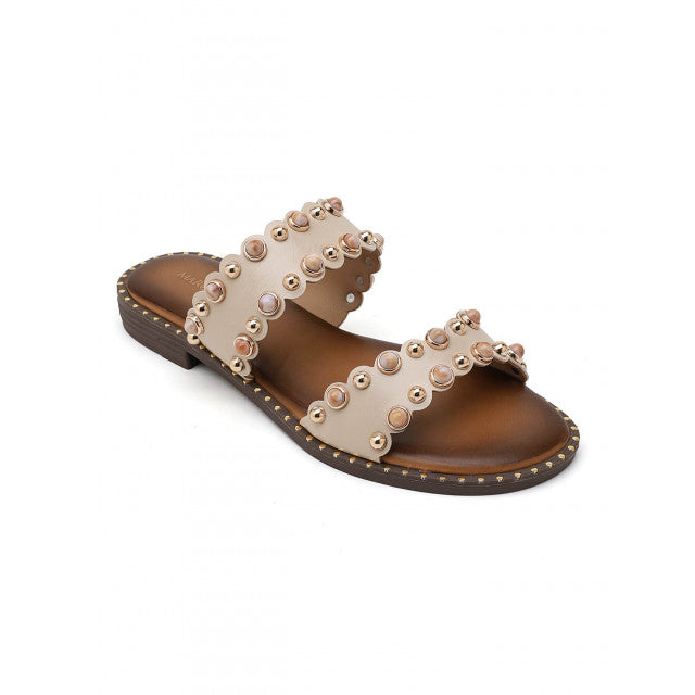 Sandales Sliders Ornées à Doubles Brides – Élégance Bohème