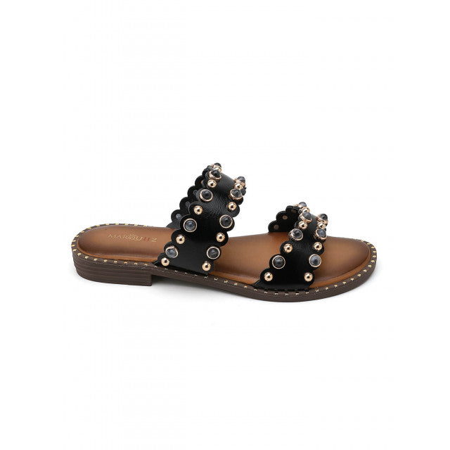 Sandales Sliders Ornées à Doubles Brides – Élégance Bohème