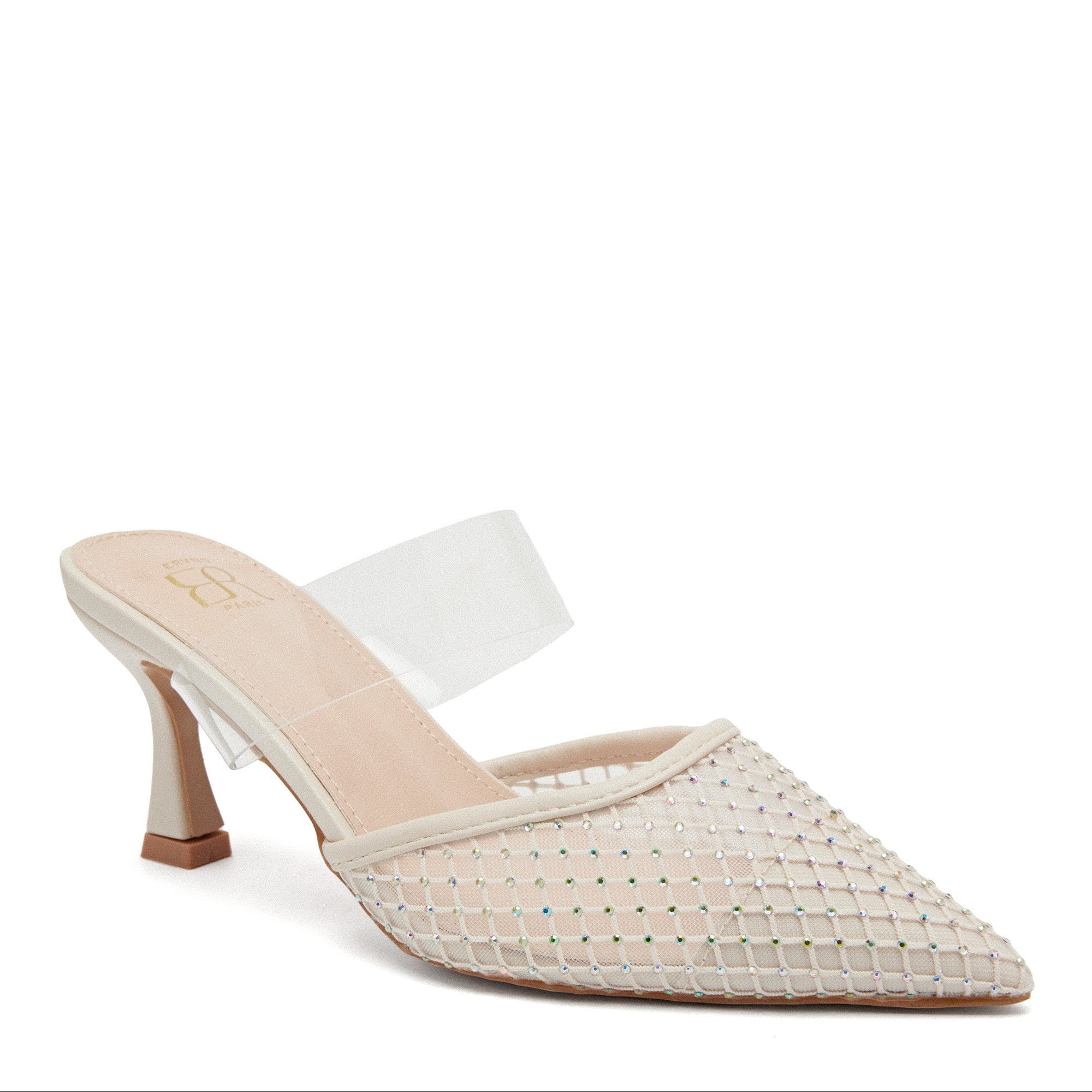 Escarpins en mesh et une bride transparente