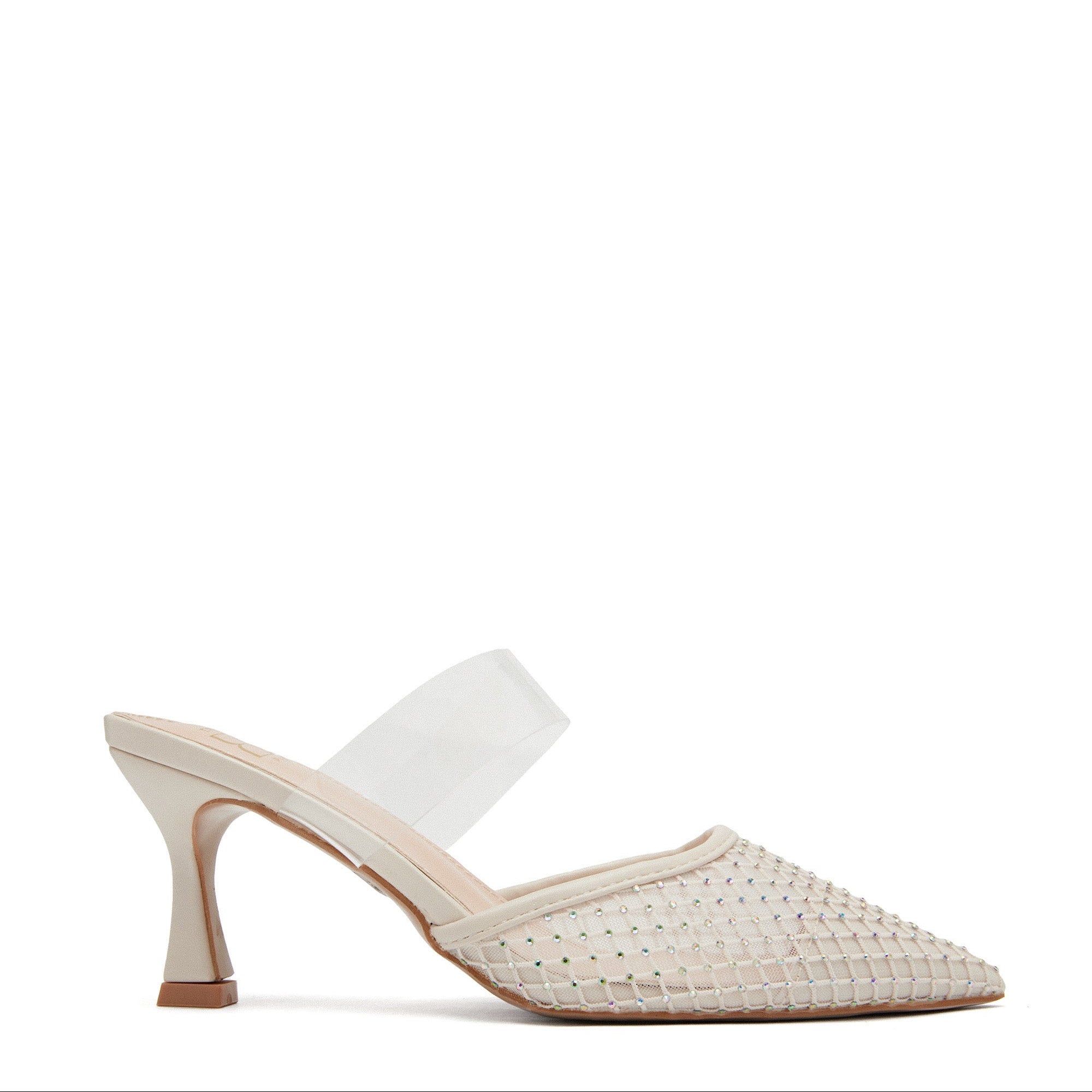 Escarpins en mesh et une bride transparente