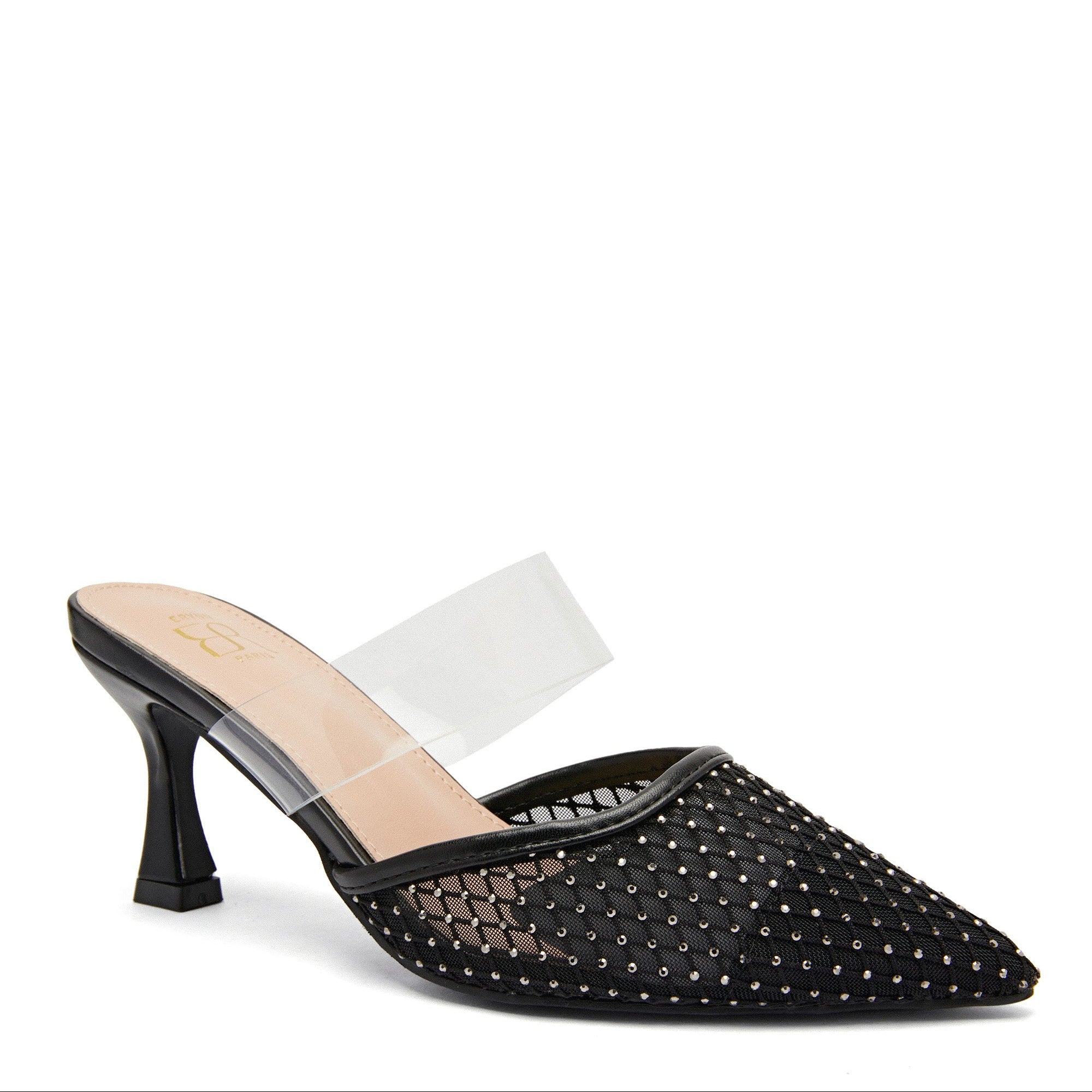 Escarpins en mesh et une bride transparente