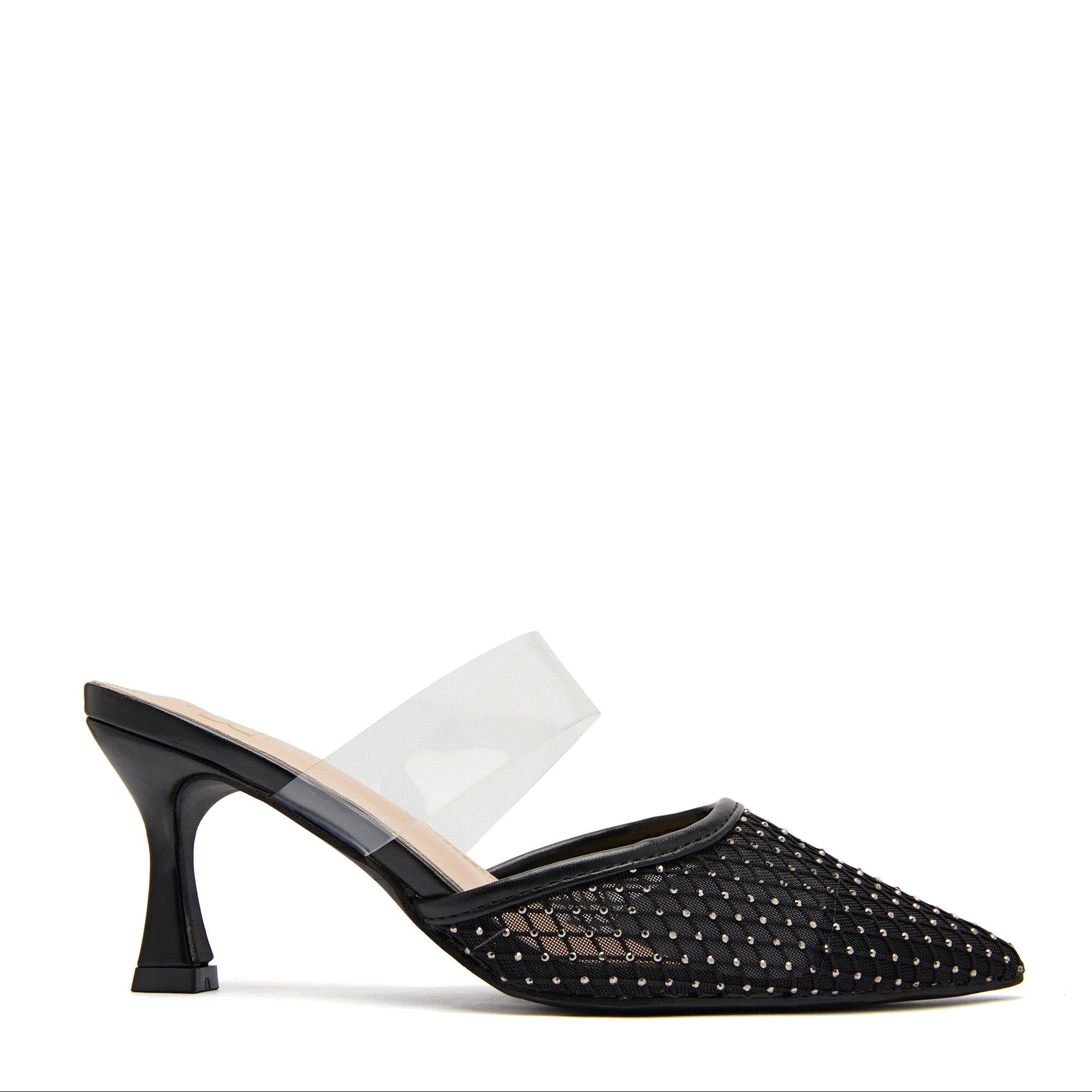 Escarpins en mesh et une bride transparente