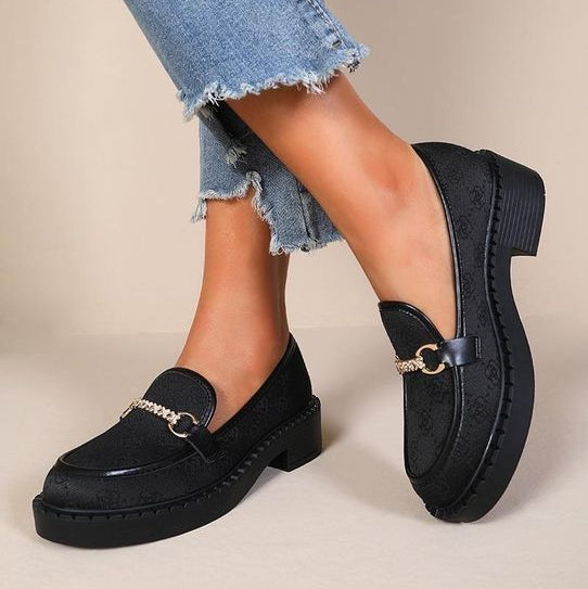 Mocassins plats pour femme avec chaîne doré