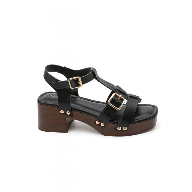 Sandales à Plateformes Style "Clog" – Cognac & Bois