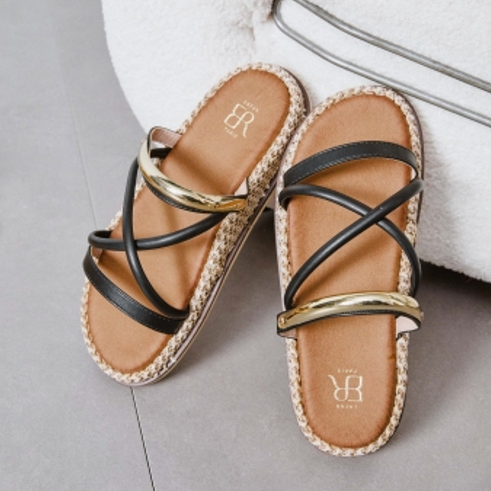 Sandales femme plates à brides fines croisées