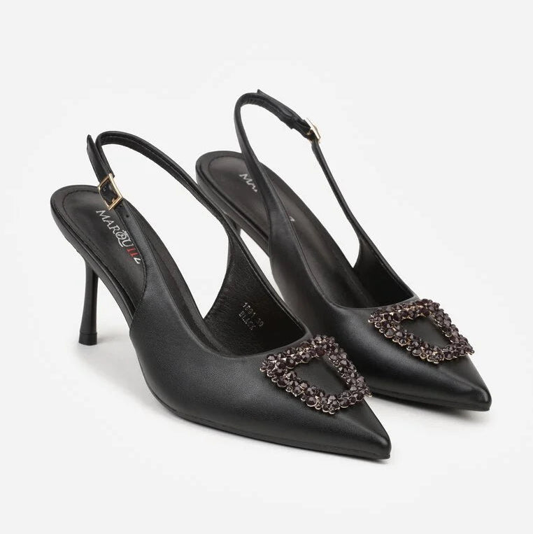 Escarpin à talons hauts avec boucle en zircon cubique en forme d'étoile