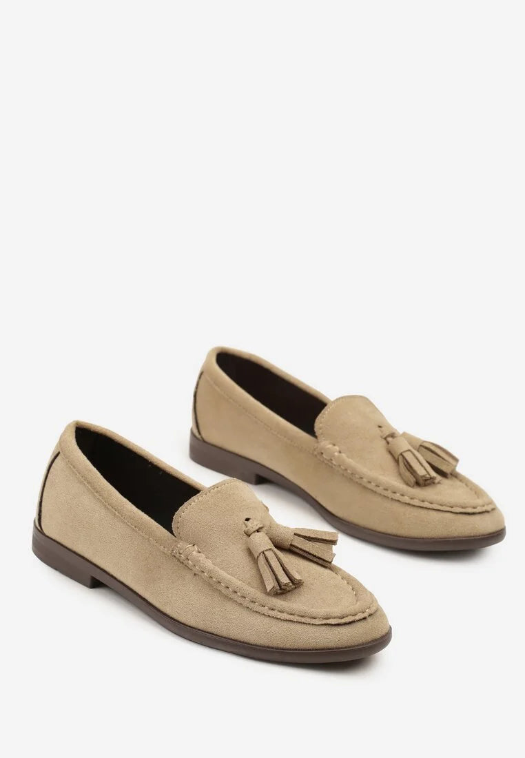 Mocassins en simili-daim avec franges appliquées