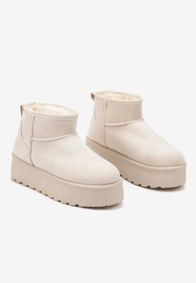 Bottes courtes à semelle épaisse beige