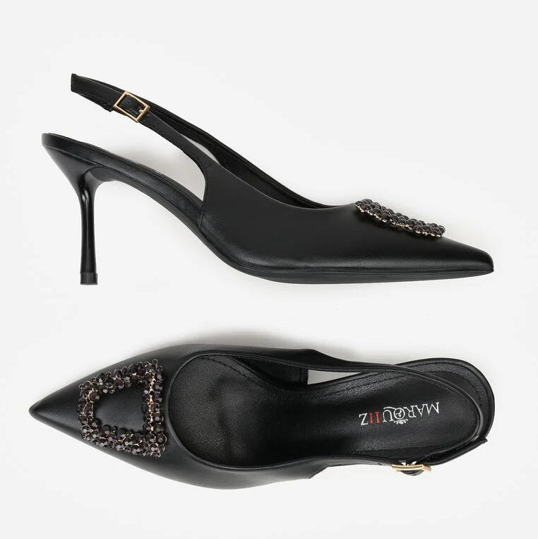 Escarpin à talons hauts avec boucle en zircon cubique en forme d'étoile