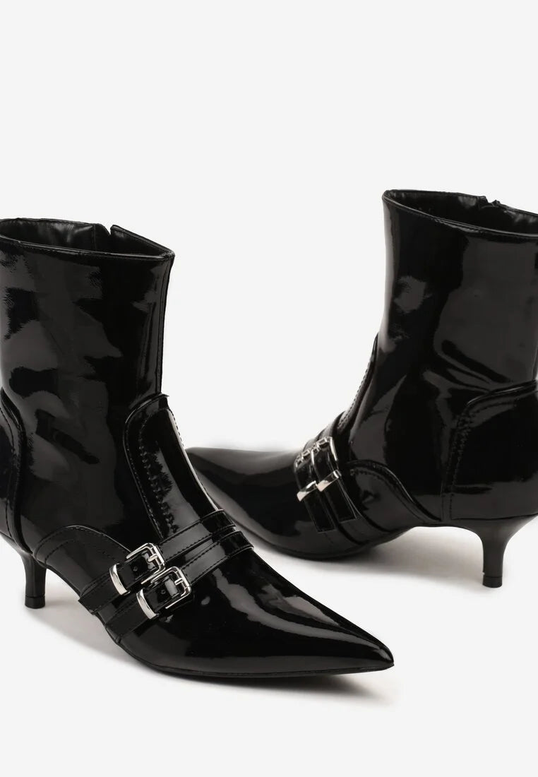 Demi bottes à talons aiguilles avec bouts pointus et boucles