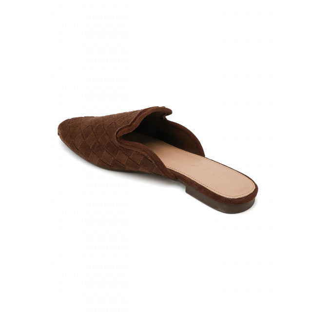 Babouche Plates en Suede Tressé