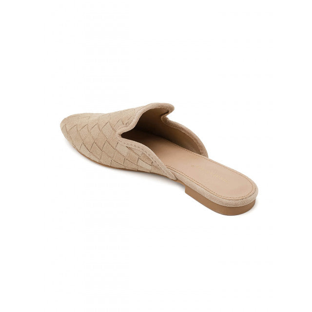 Babouche Plates en Suede Tressé