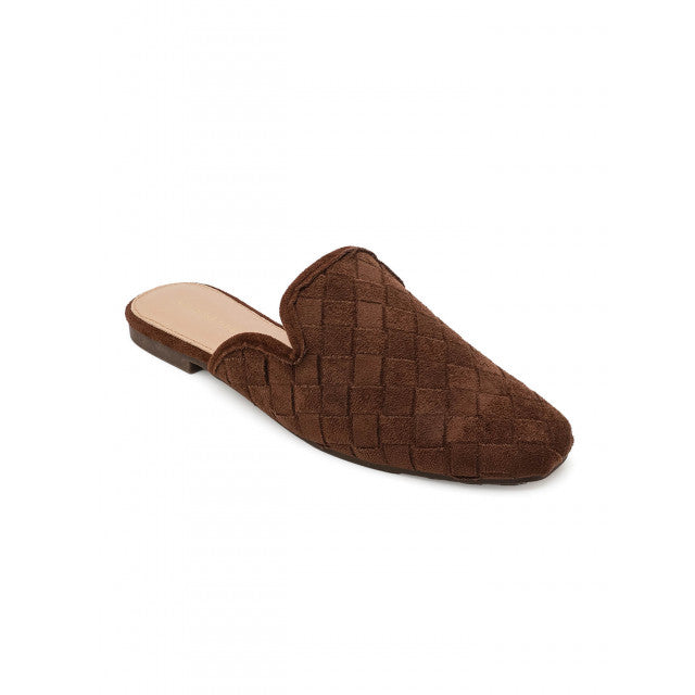 Babouche Plates en Suede Tressé