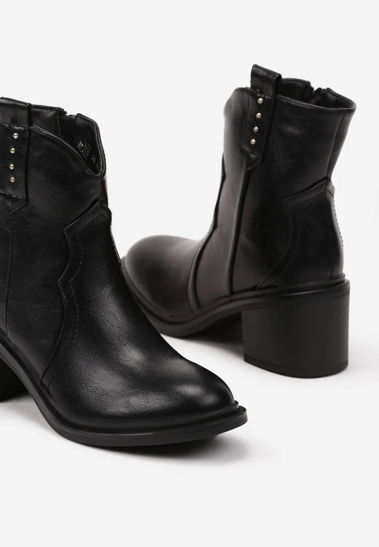 Demi bottes à gros talon noires