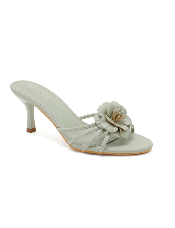 Sandale demi talon et à bride à fleur