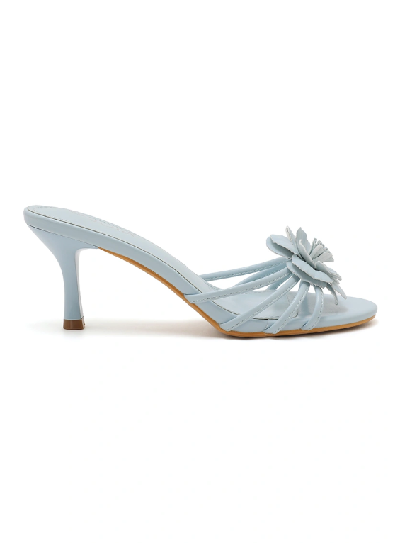 Sandale demi talon et à bride à fleur
