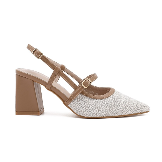 Escarpins Slingback Bicolores – L’Élégance Texturée