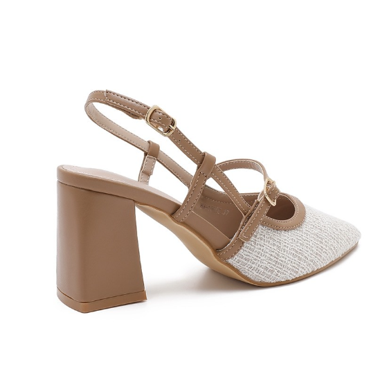 Escarpins Slingback Bicolores – L’Élégance Texturée