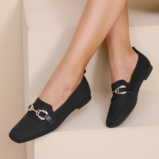 Mocassins en maille texturée et boucle métallique décoratif