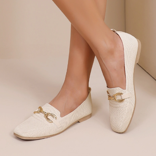 Mocassins en maille texturée et boucle métallique décoratif