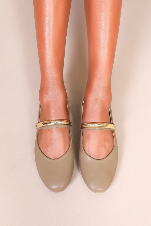 Ballerine à Bride Tubulaire Dorée