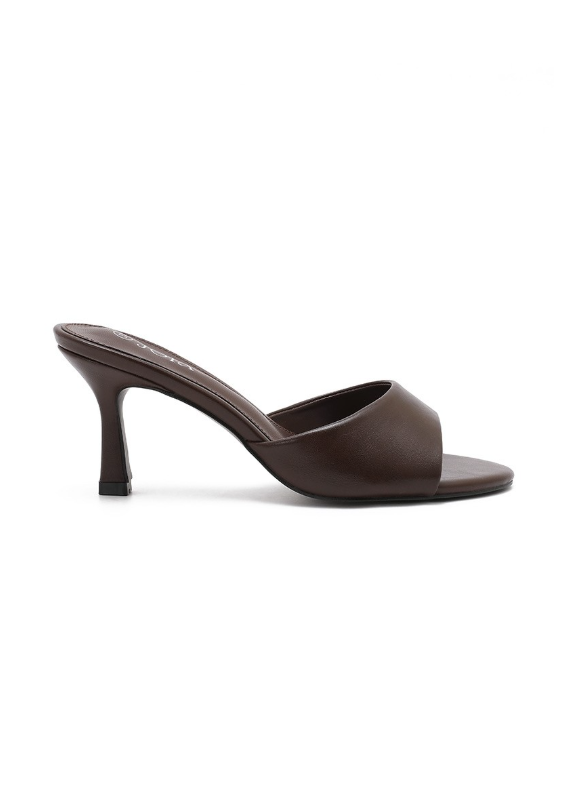 Sandales à talons simple avec bout ouvert et rond
