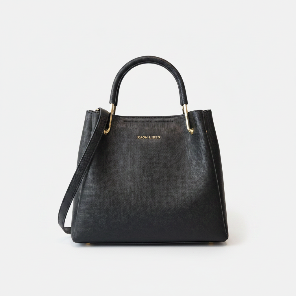 Sac Cabas Structuré Noir — Double Anse & Bandoulière