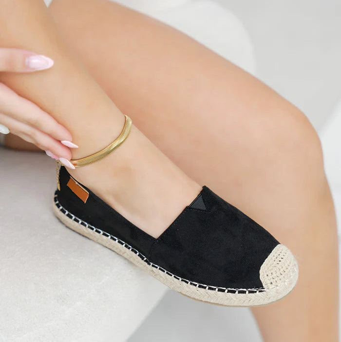 Espadrilles femme tendance en suédine avec bout corde tressée
