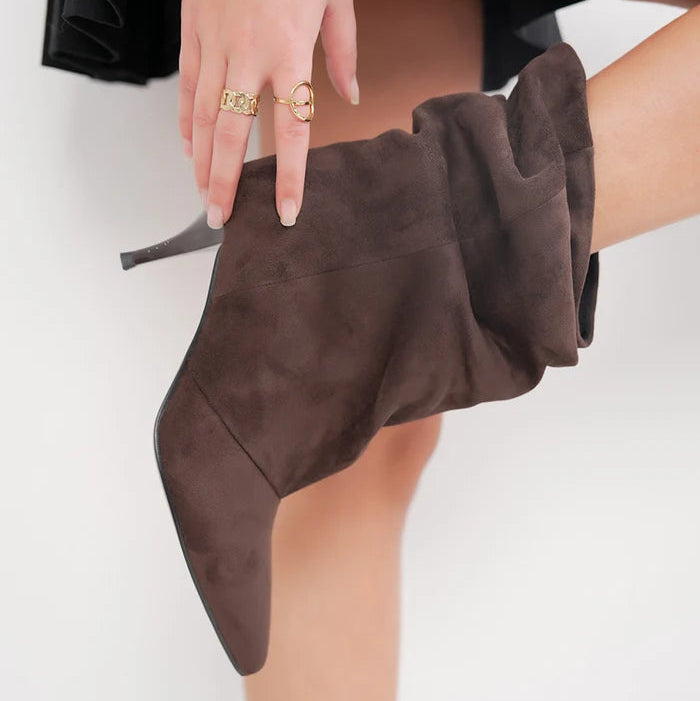 Demi-boots à talons aiguilles et tige froncée
