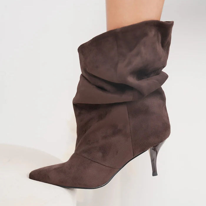 Demi-boots à talons aiguilles et tige froncée