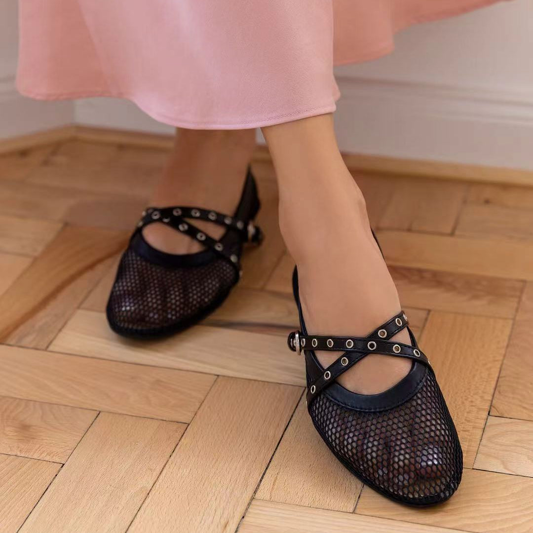 Ballerines en maille avec brides