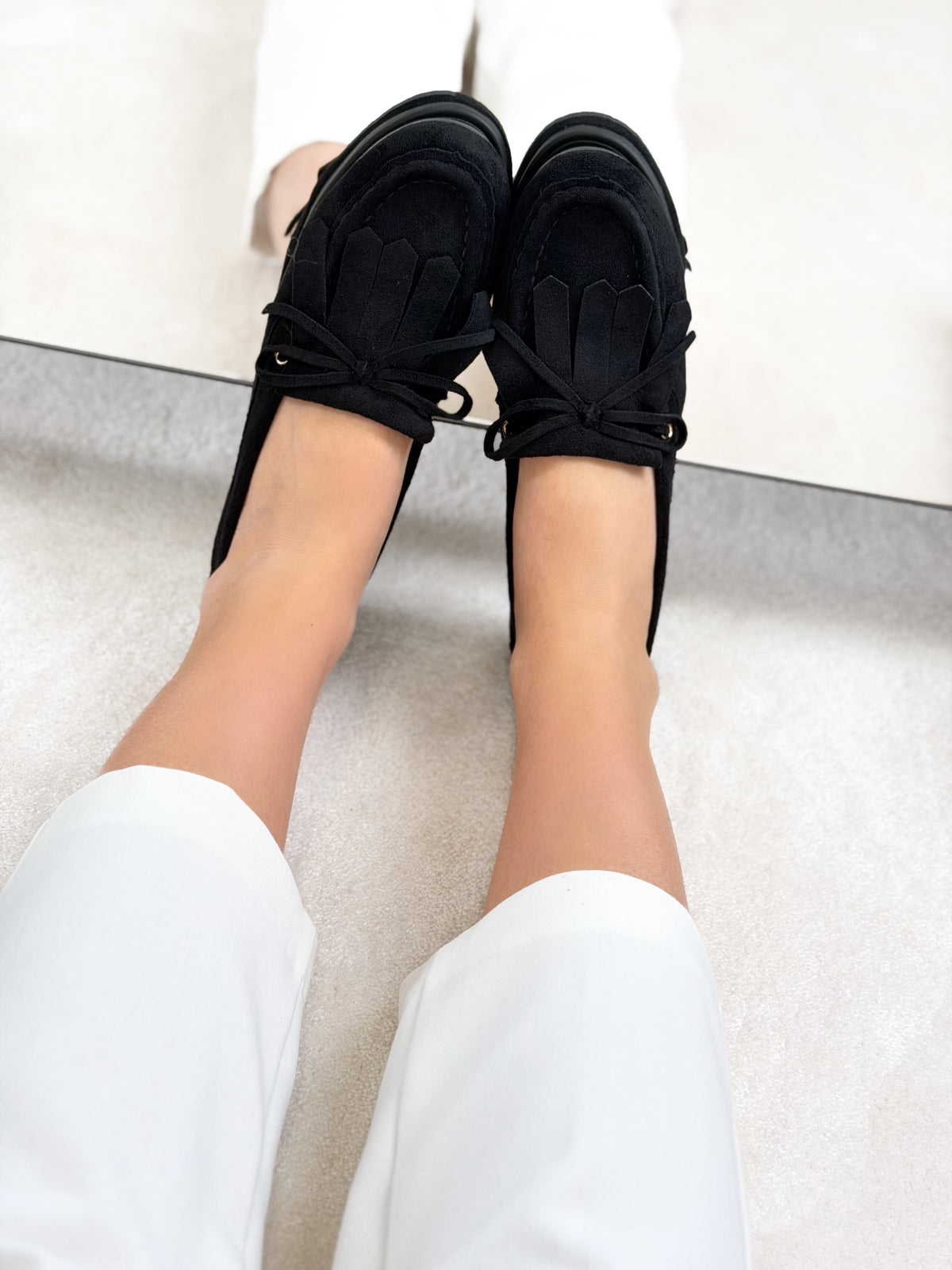 Mocassins à Pampilles en Daim