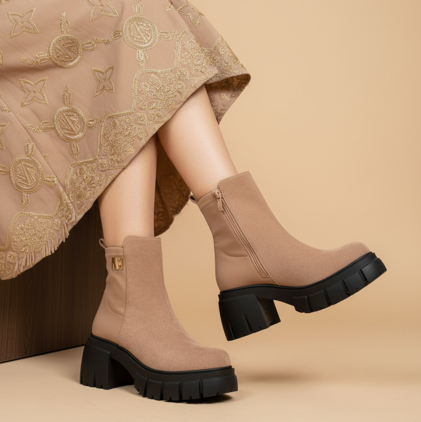 Demi botte de Luxe aux Détails Dorés