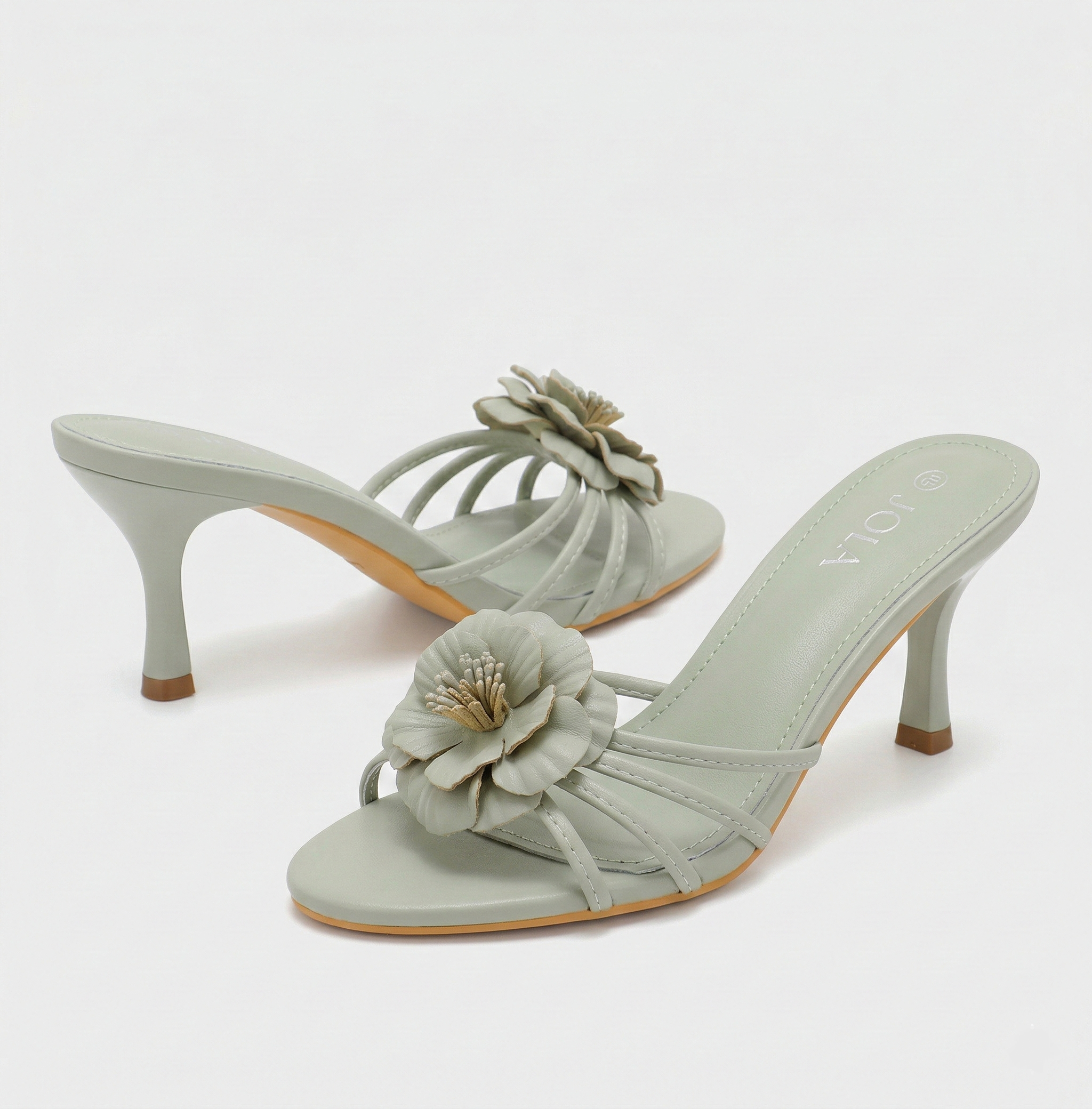 Sandale demi talon et à bride à fleur
