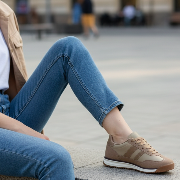 Baskets basiques avec une combinaison de matières