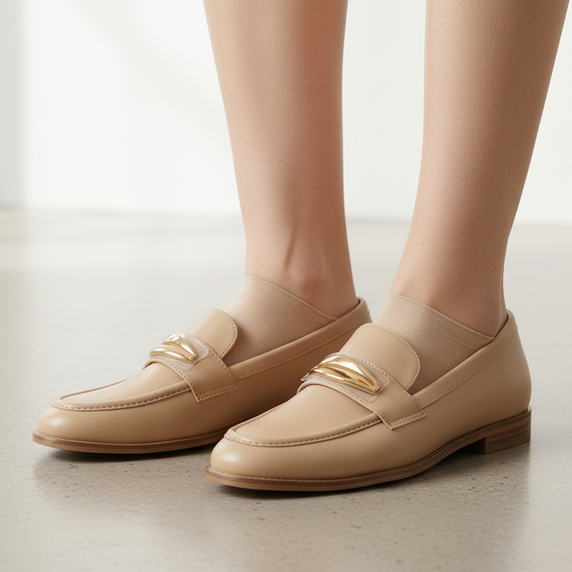 Moccasins Loafers with Gold Hardware