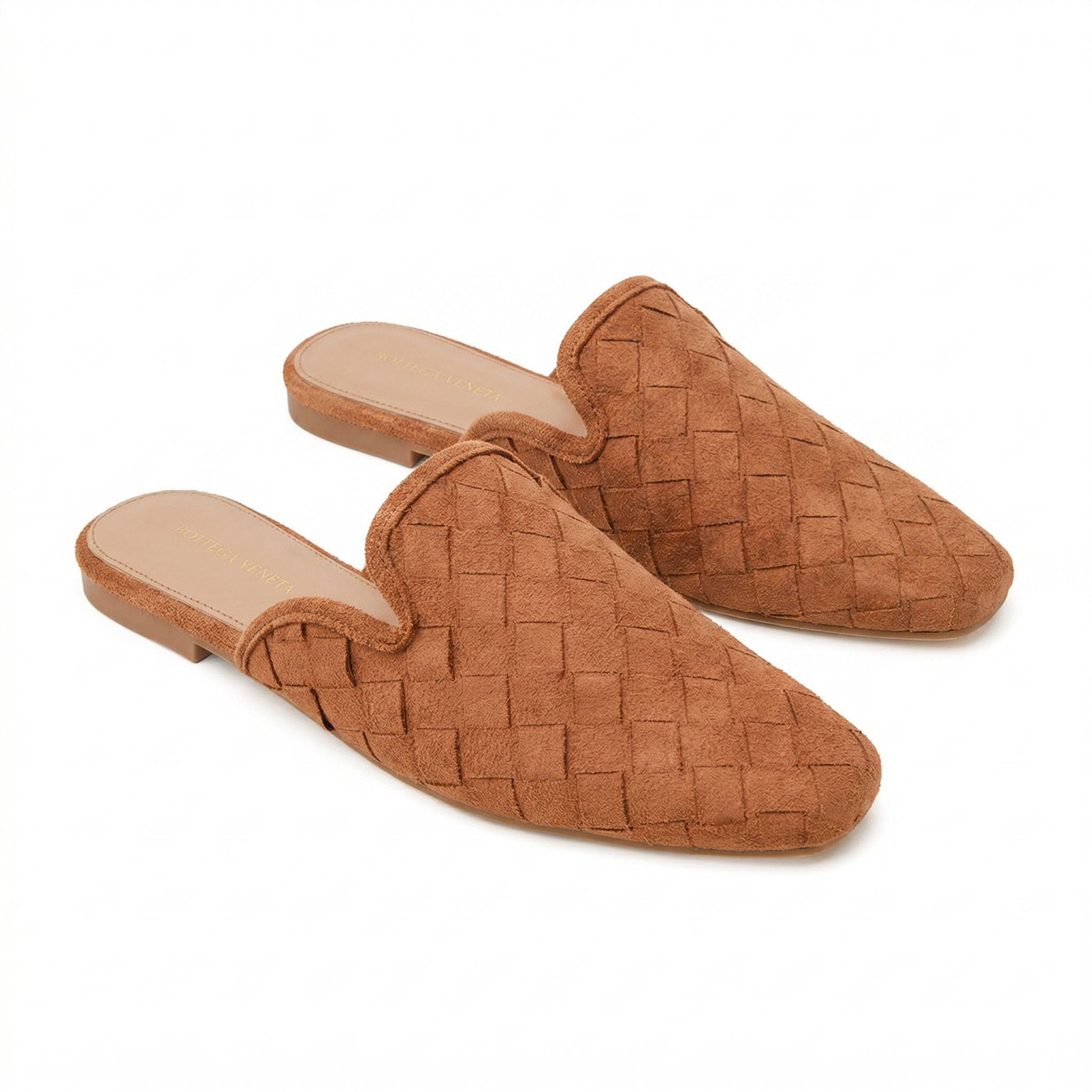 Babouche Plates en Suede Tressé